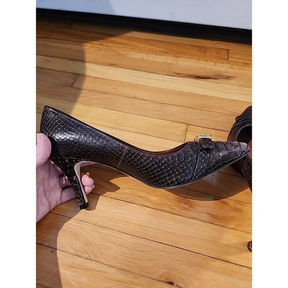 Cole Haan Grand OS Signature Brown Patent Leather High Heel Pump Size 7 B Snake - Picture 8 of 13